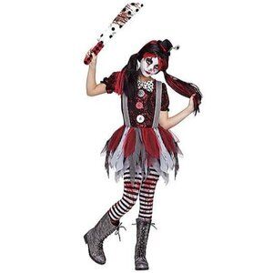 Women Spirit Halloween Killer Clown Costume Adult Size XL 14 16 Missing Hose New